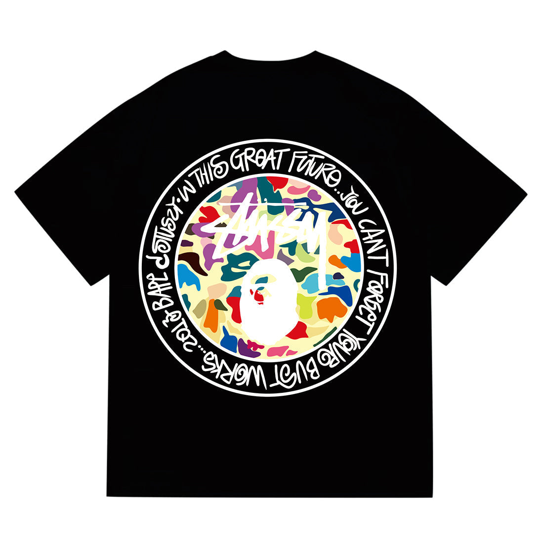 Bathing Shark and ape head print T-Shirt NextBlock