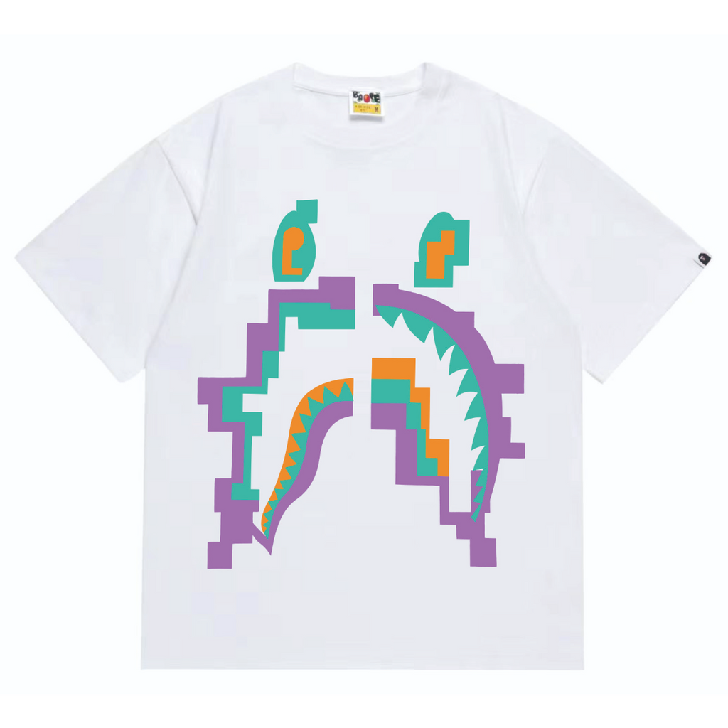 Bathing Shark and ape head print T-Shirt NextBlock