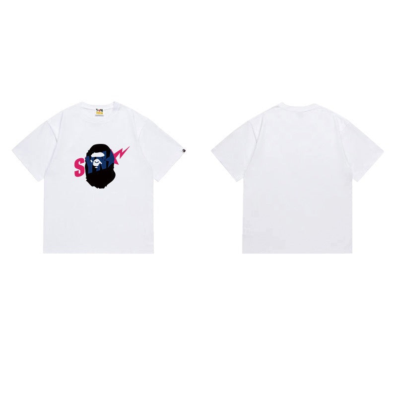 Bathing Shark and ape head print T Shirts NextBlock