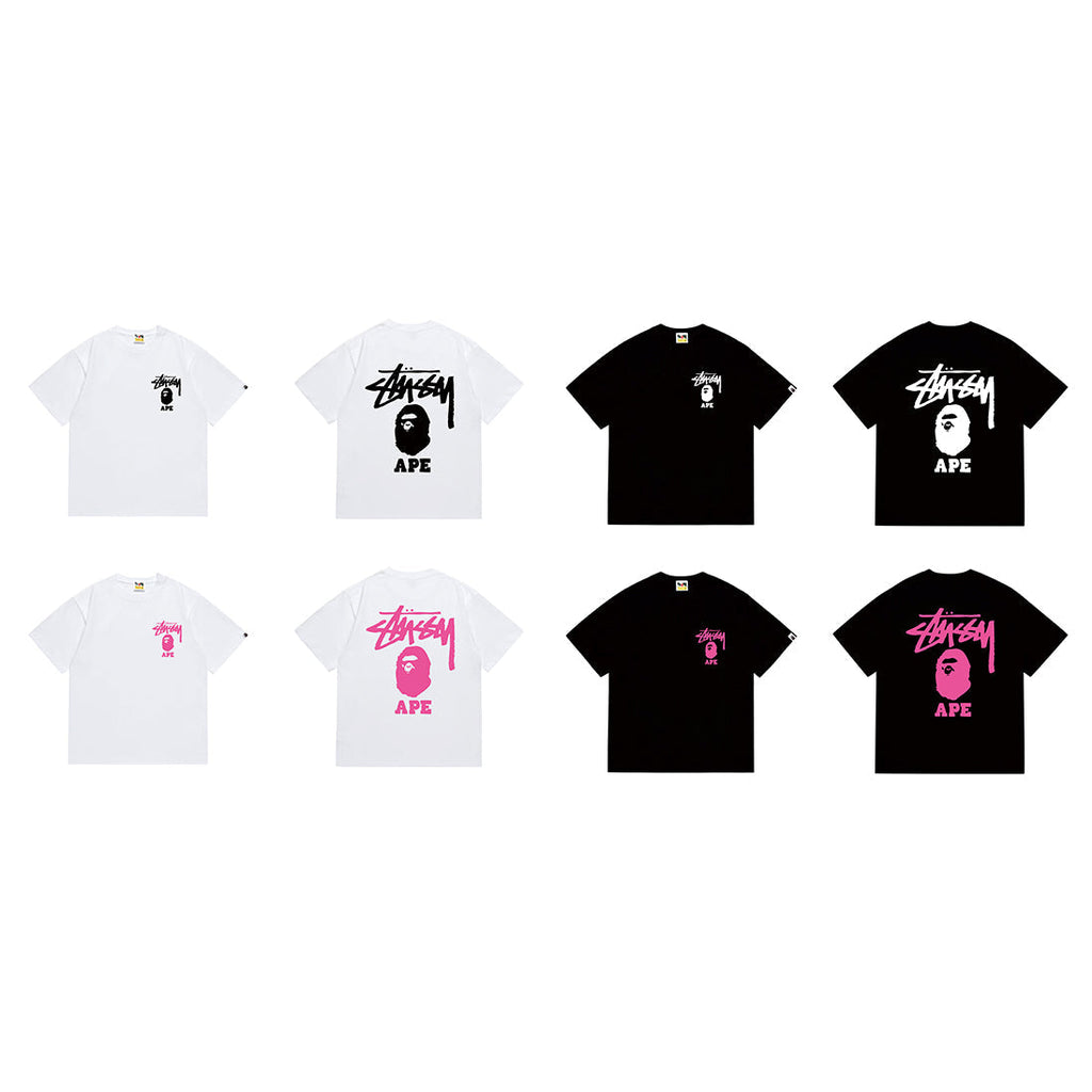 Bathing Shark and ape head print T-Shirt NextBlock