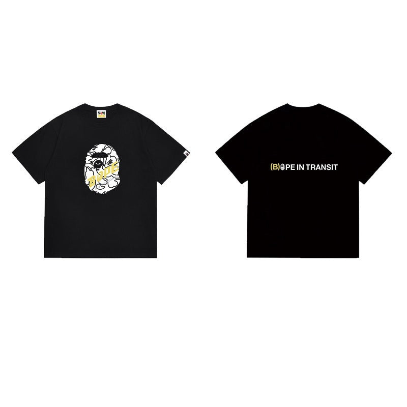 Bathing Shark and ape head print T Shirts NextBlock