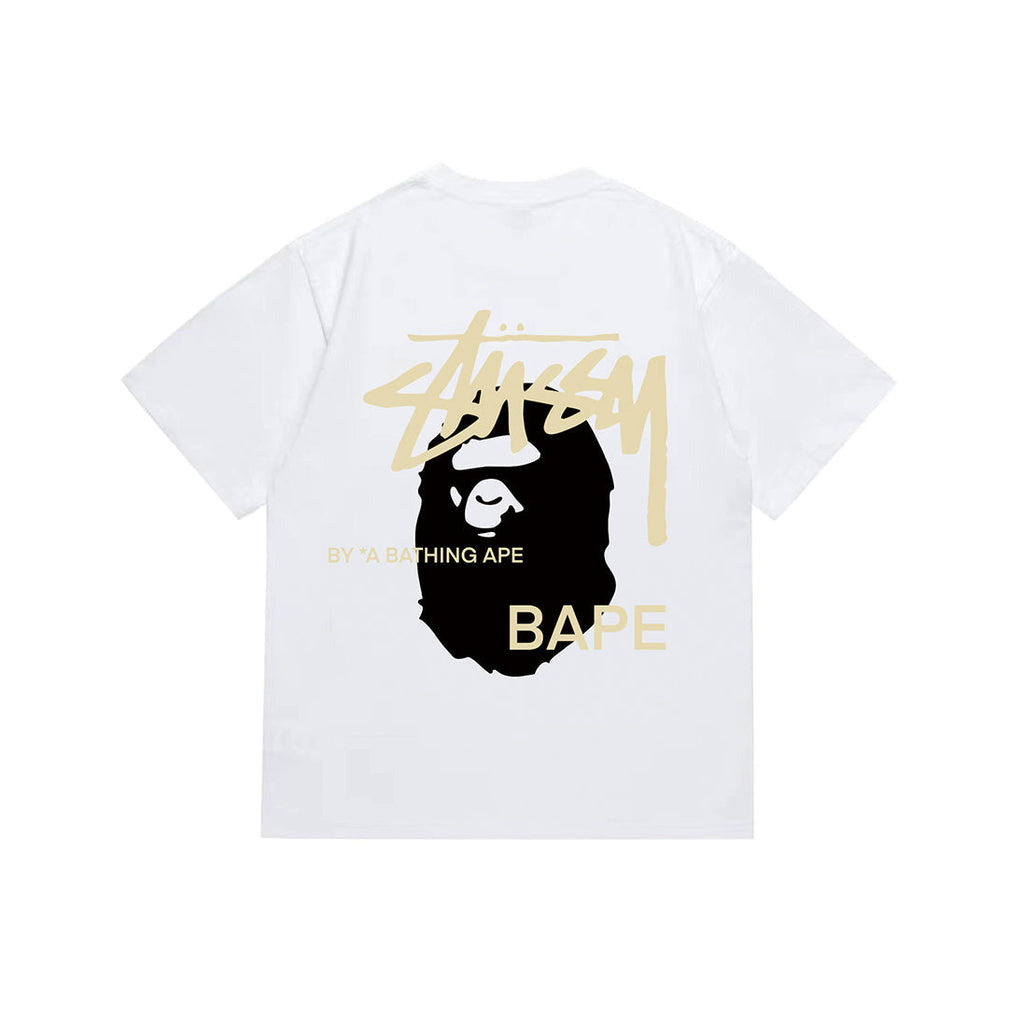Bathing Shark and ape head print T-Shirt NextBlock