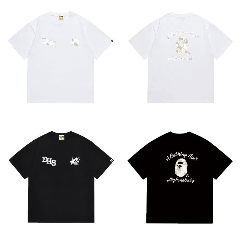 Bathing Shark and ape head print T Shirts NextBlock