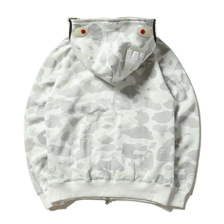 Bathing Shark and ape head print Hoodie Black and White Luminous Shark Coat Looped Fabric Hooded Shark Sweater Shark Emb NextBlock