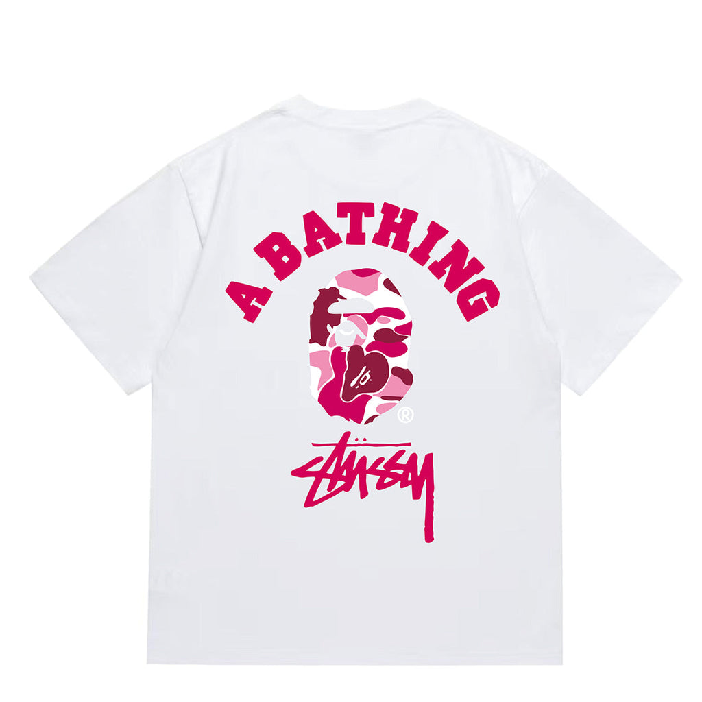 Bathing Shark and ape head print T-Shirt NextBlock