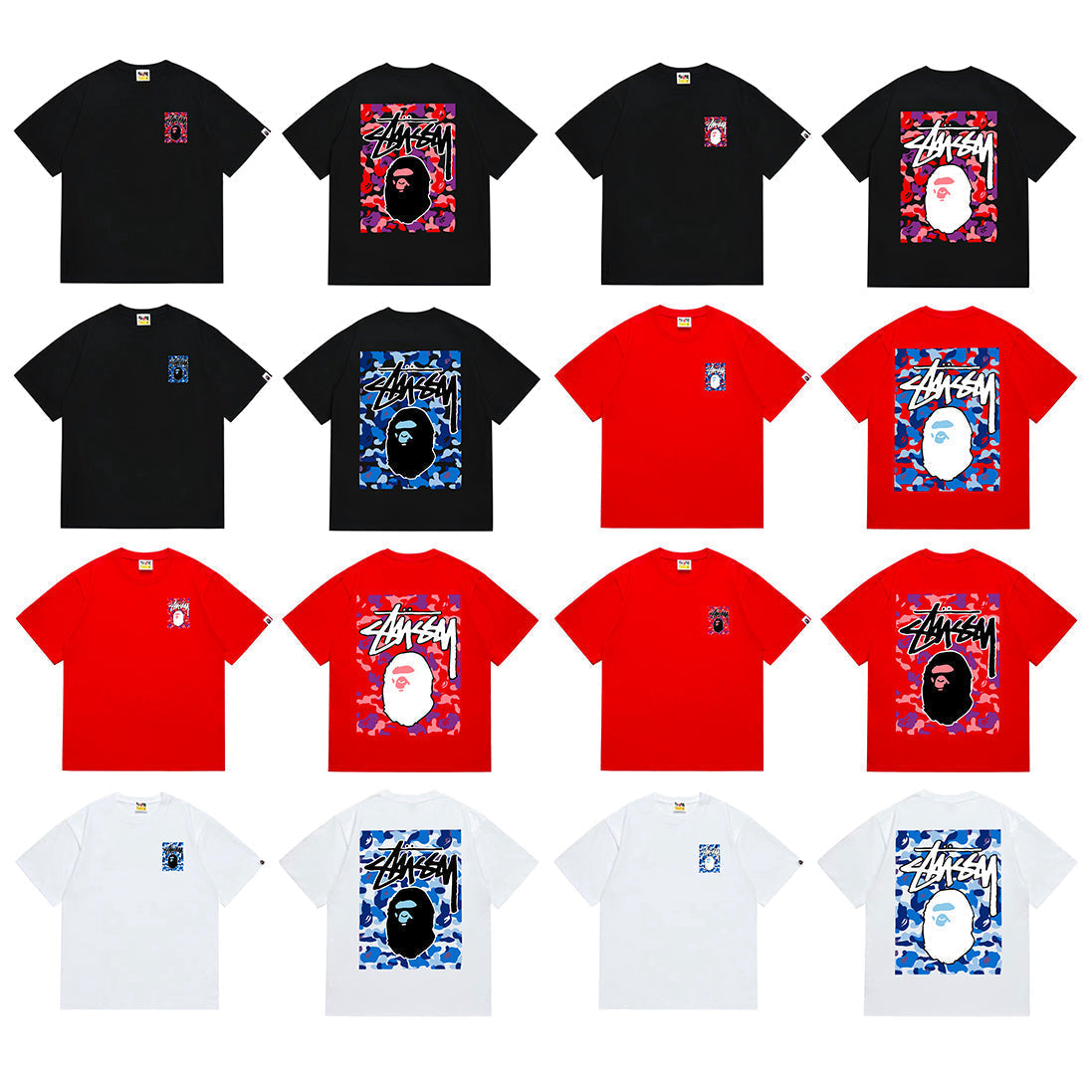 Bathing Shark and ape head print T-Shirt NextBlock