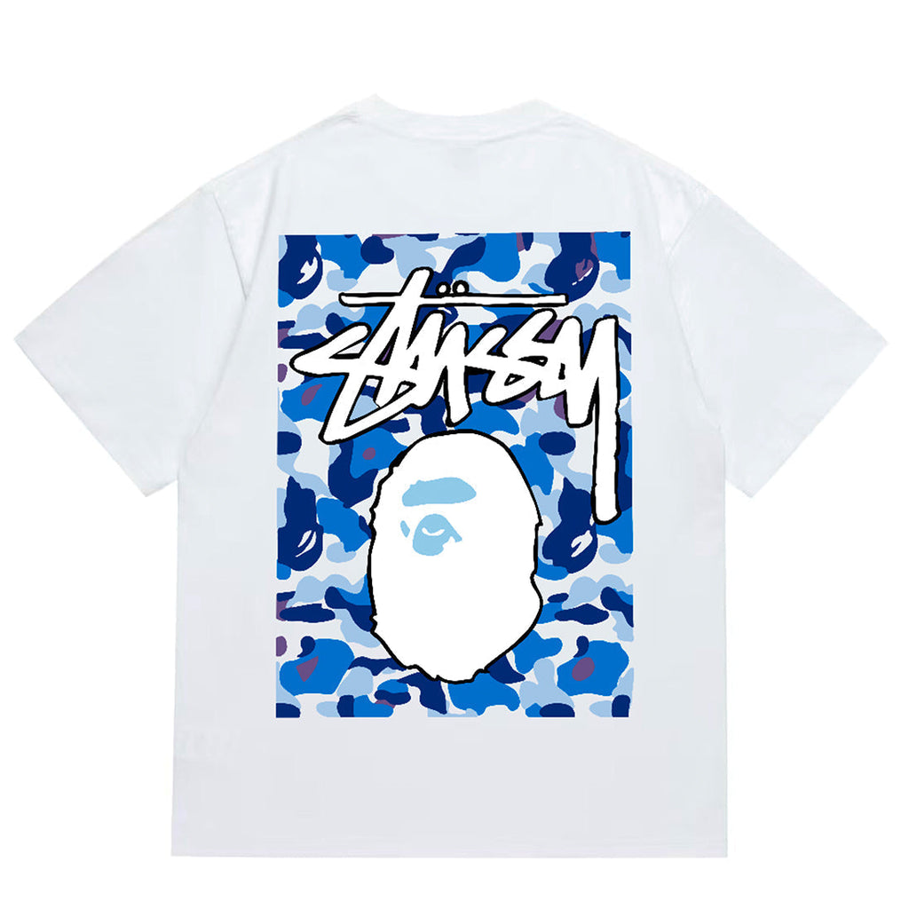 Bathing Shark and ape head print T-Shirt NextBlock