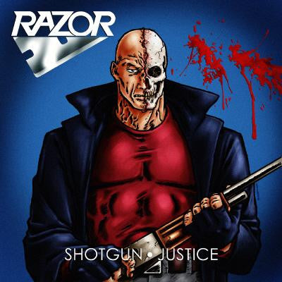 Razor - Shotgun Justice (LP, blue/white mixed with red splatter vinyl)