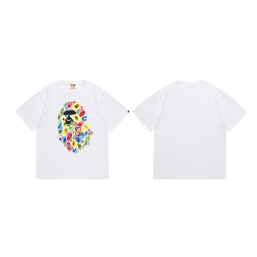 Bathing Shark and ape head print T-Shirt NextBlock
