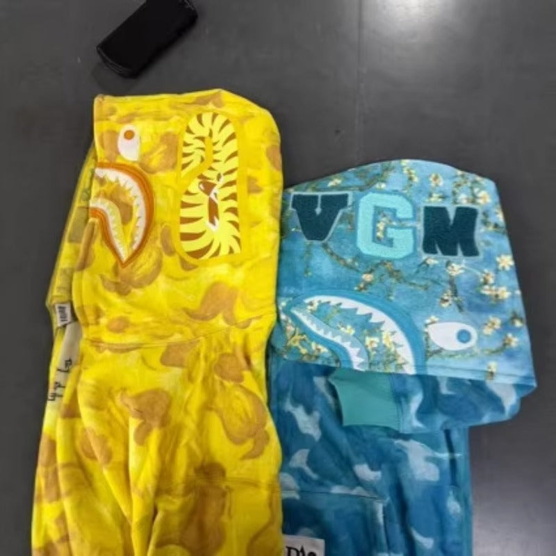 Bathing Shark and ape head print hoode BAPE van gogh joint wave sunflower NextBlock
