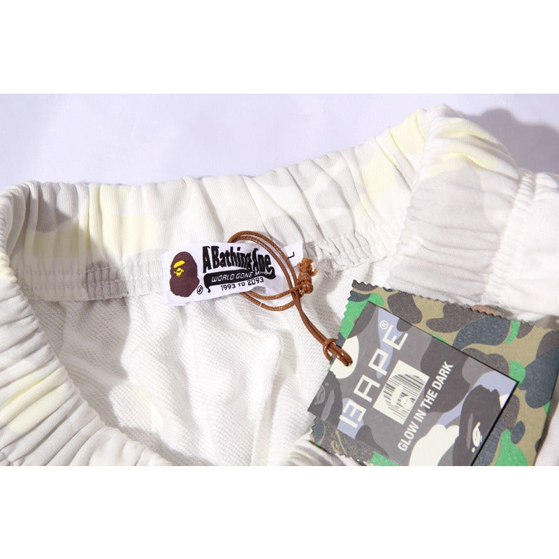 Bathing Shark and ape head print Shorts Camo luminous shark side print five-point pants straight beach pants NextBlock