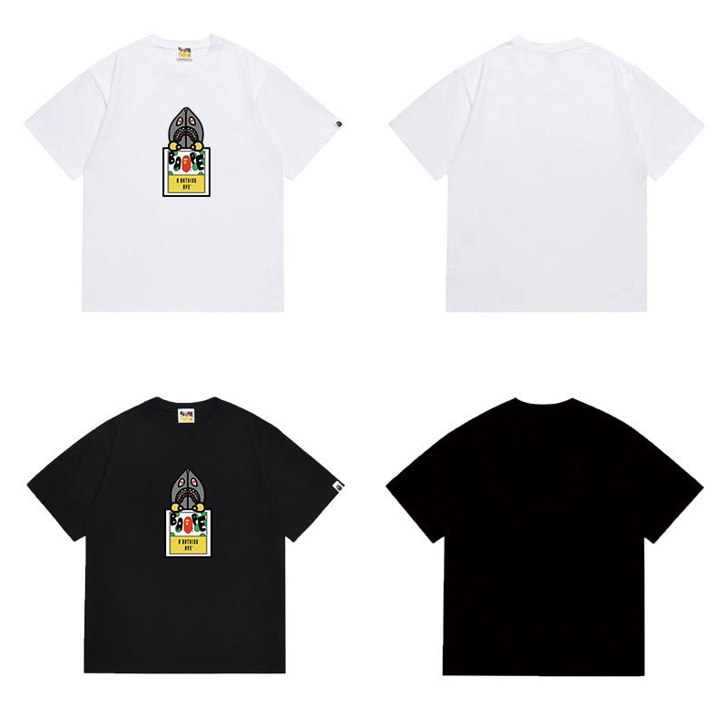 Bathing Shark and ape head print T Shirts NextBlock