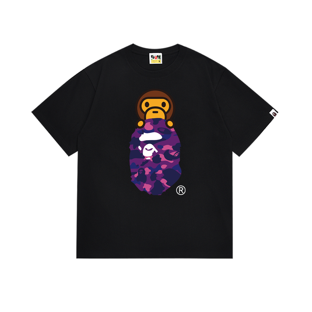 Bathing Shark and ape head print T-Shirt NextBlock