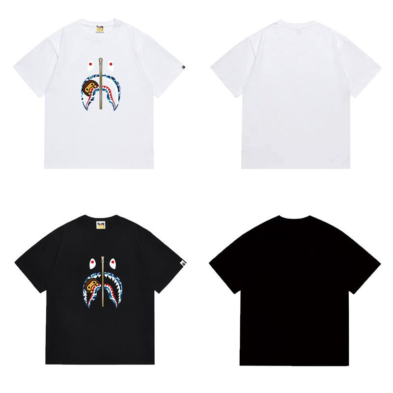 Bathing Shark and ape head print T Shirts NextBlock