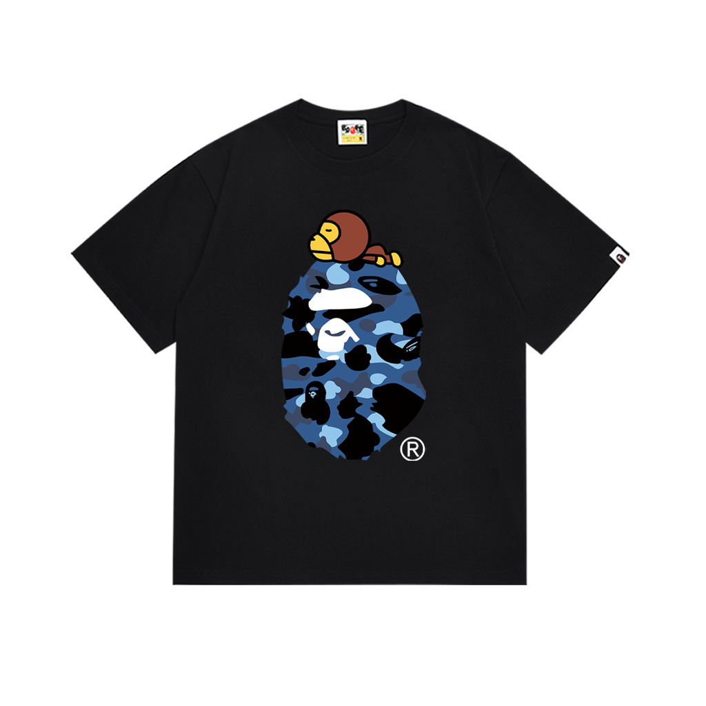 Bathing Shark and ape head print T-Shirt NextBlock