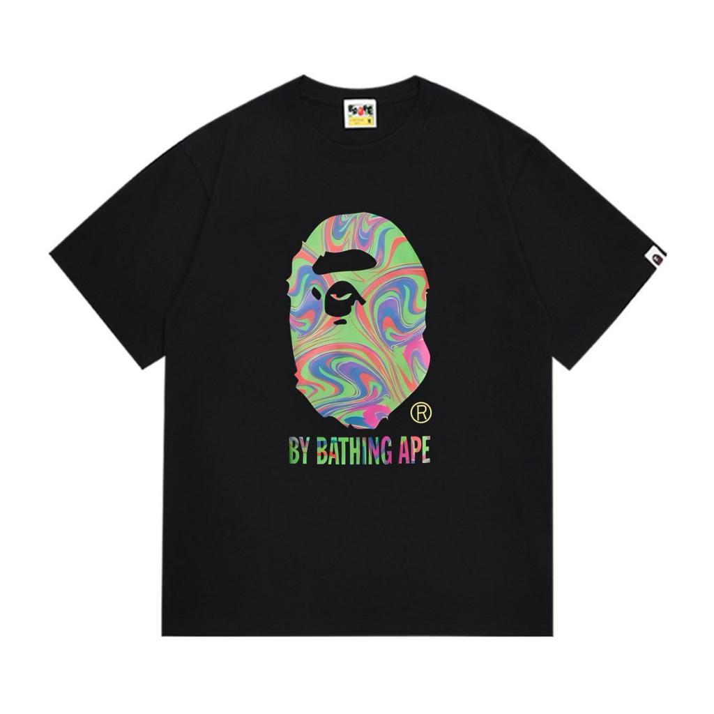Bathing Shark and ape head print T-Shirt NextBlock