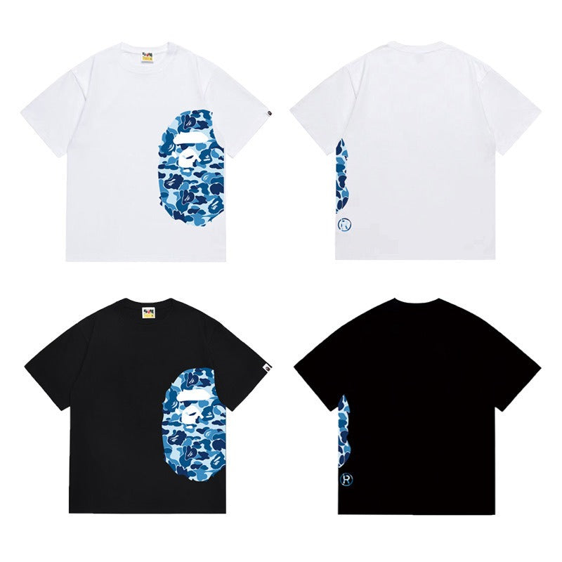 Bathing Shark and ape head print T Shirts NextBlock