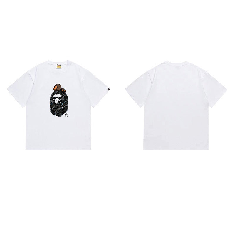 Bathing Shark and ape head print T Shirts NextBlock