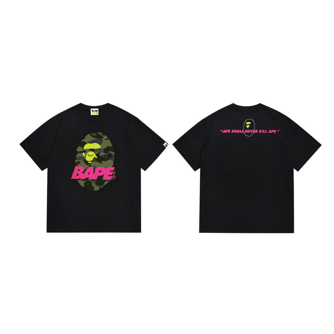 Bathing Shark and ape head print T-Shirt NextBlock