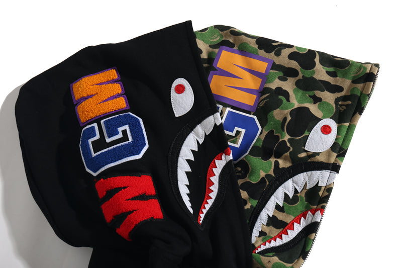 Bathing Shark and ape head print Hoodie Camouflage Cardigan Men's and Women's Sweater Hoodie Coat NextBlock