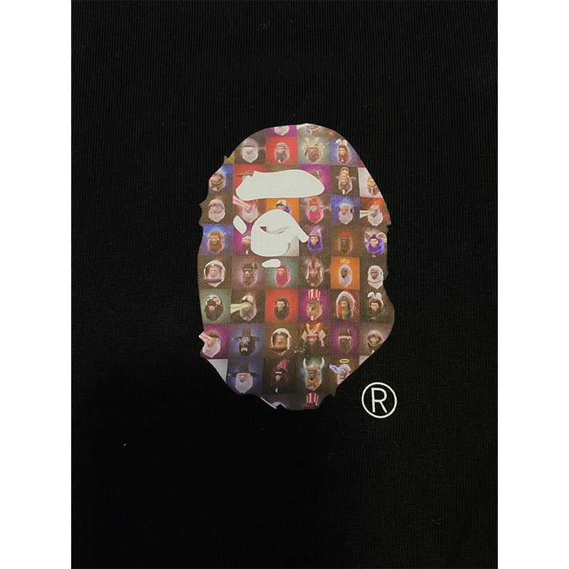 Bathing Shark and ape head print T Shirt NextBlock