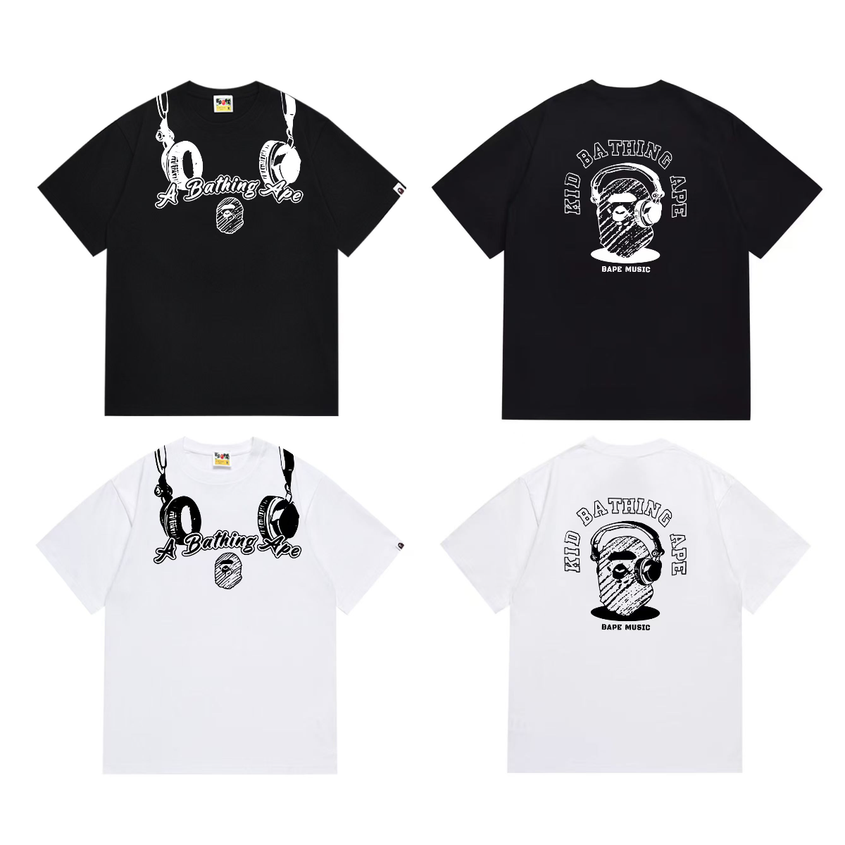 Bathing Shark and ape head print T-Shirt NextBlock