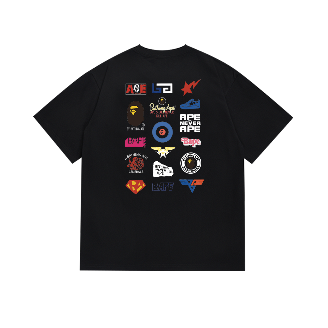 Bathing Shark and ape head print T-Shirt NextBlock