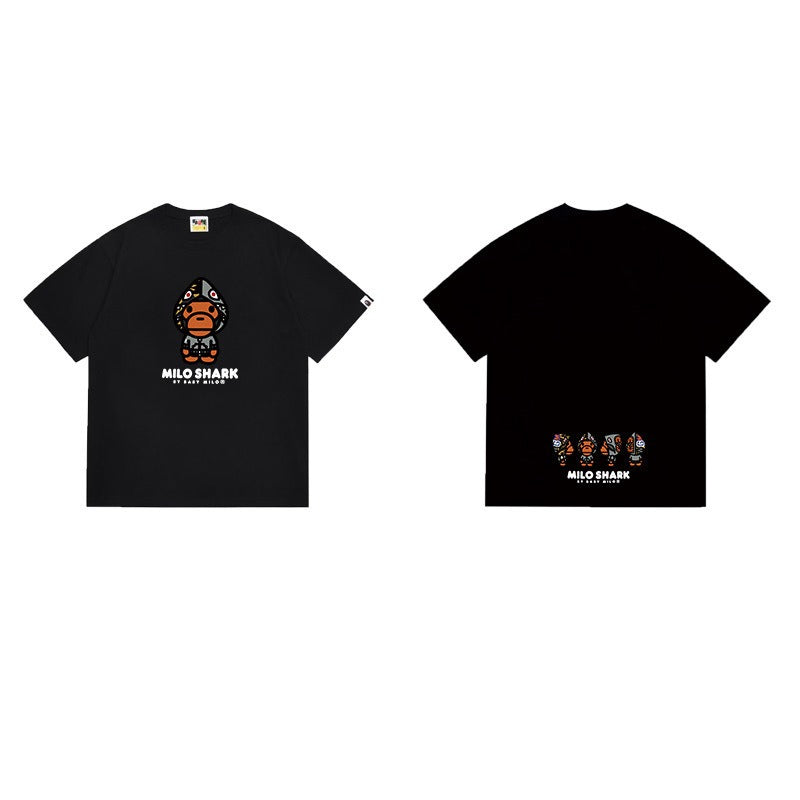 Bathing Shark and ape head print T Shirts NextBlock