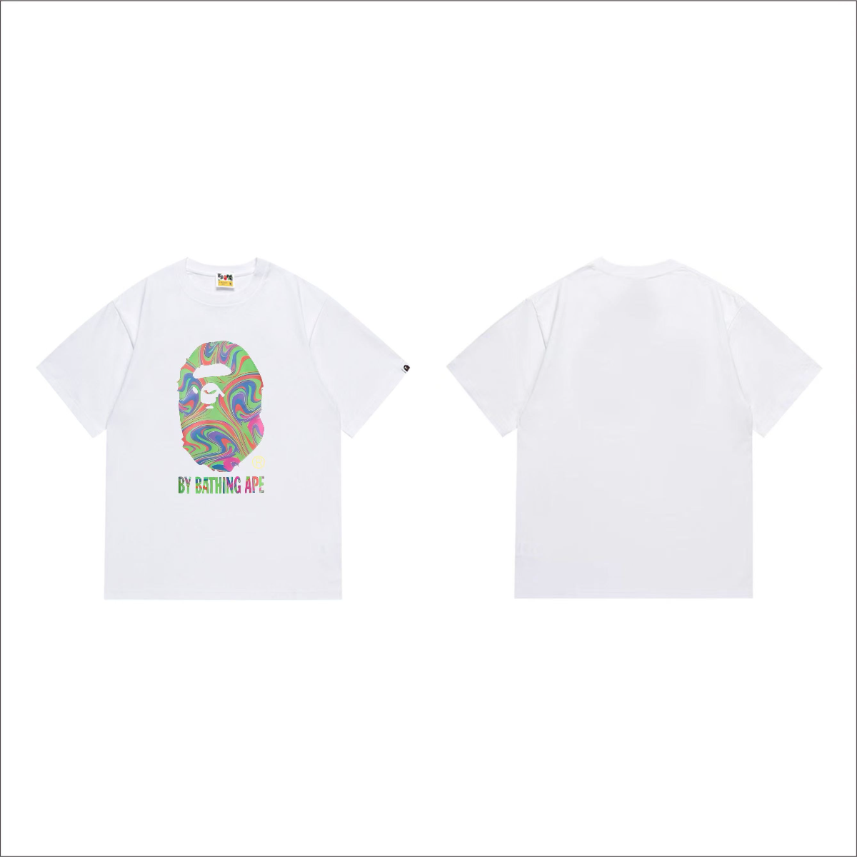 Bathing Shark and ape head print T-Shirt NextBlock