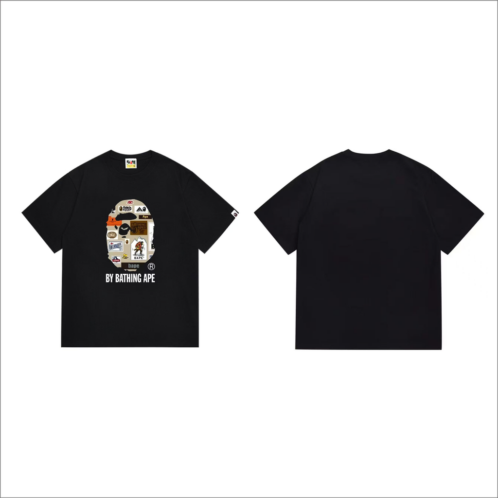 Bathing Shark and ape head print T-Shirt NextBlock