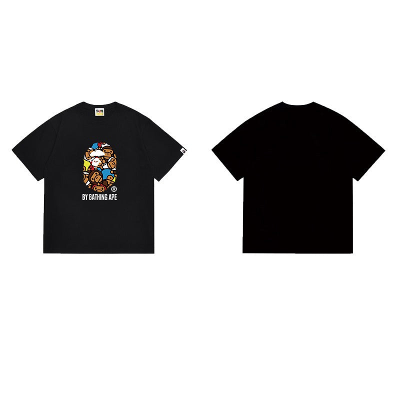 Bathing Shark and ape head print T Shirts NextBlock