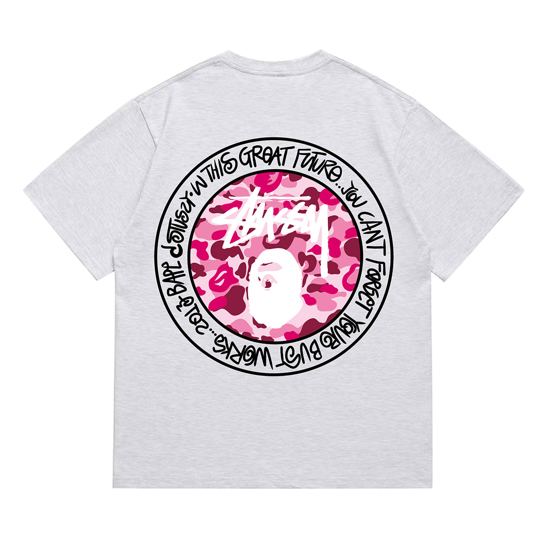 Bathing Shark and ape head print T-Shirt NextBlock