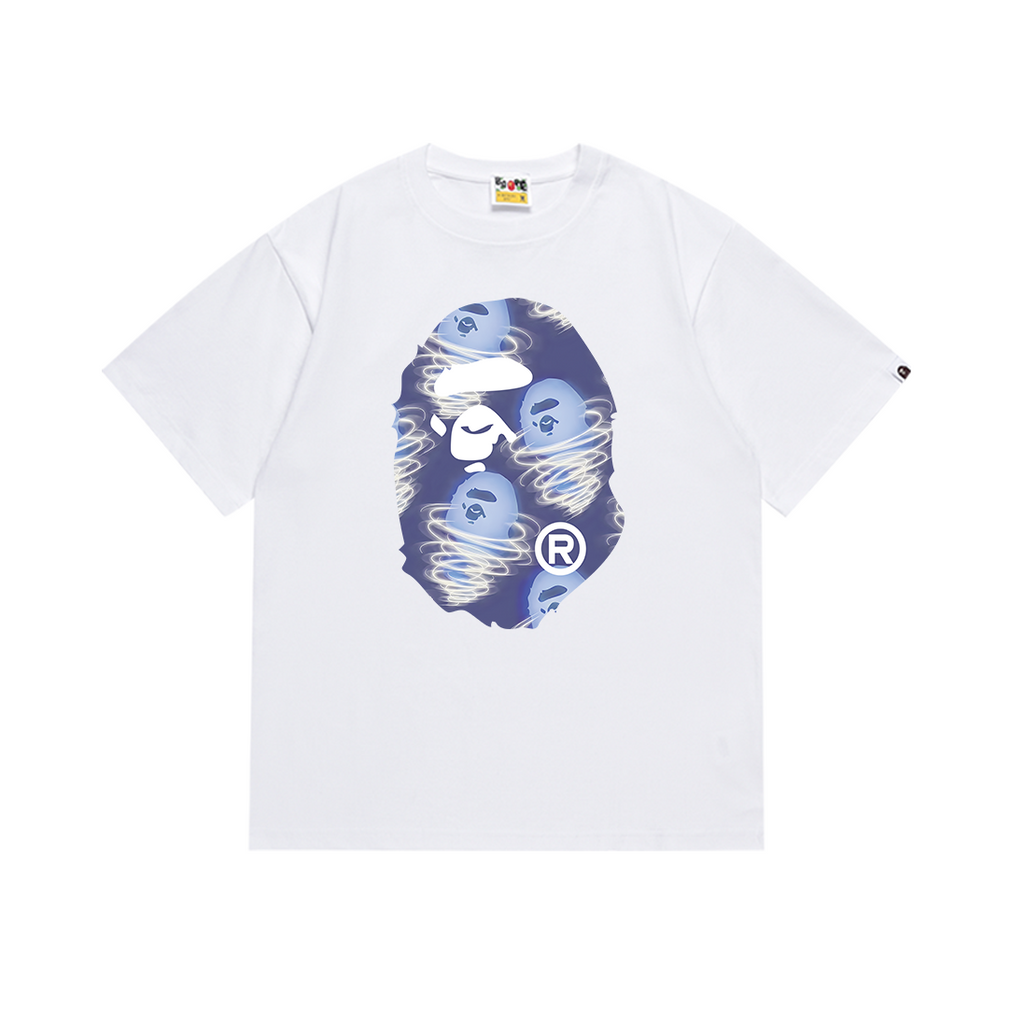 Bathing Shark and ape head print T-Shirt NextBlock