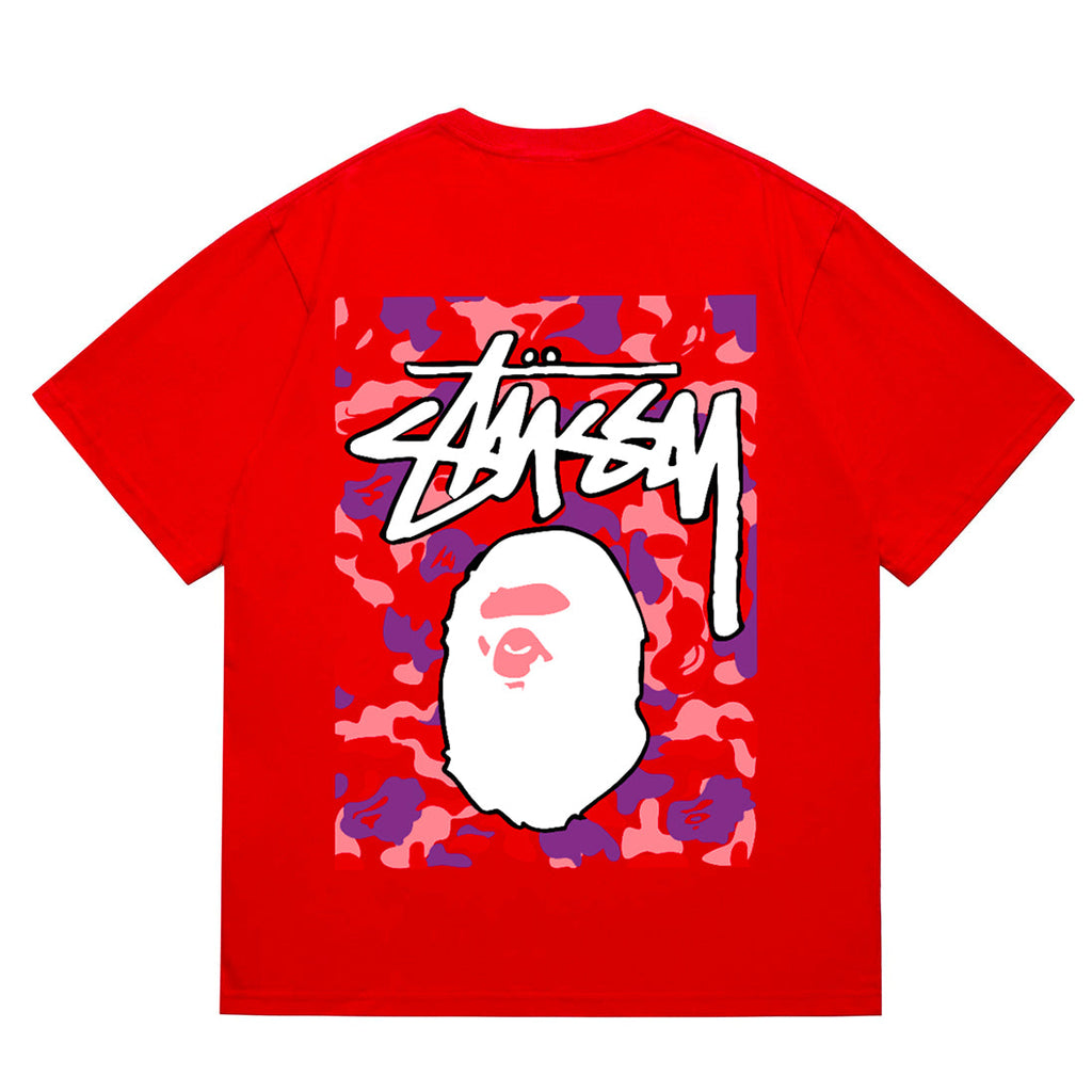Bathing Shark and ape head print T-Shirt NextBlock