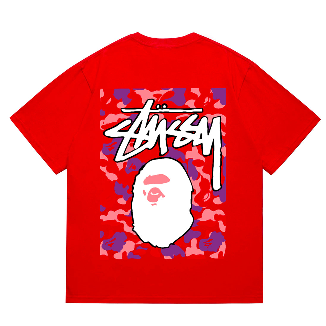 Bathing Shark and ape head print T-Shirt NextBlock