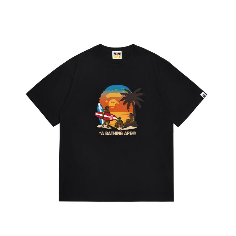 Bathing Shark and ape head print T Shirts NextBlock