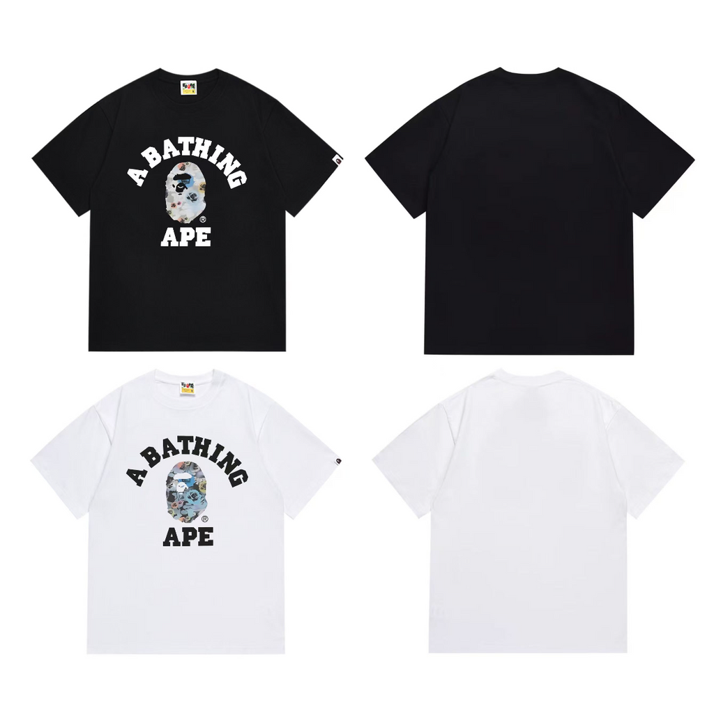 Bathing Shark and ape head print T-Shirt NextBlock