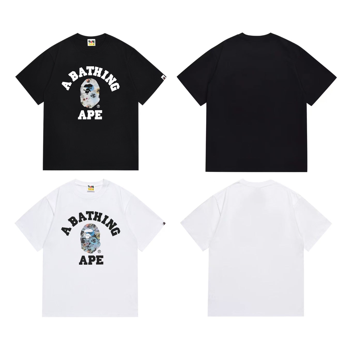 Bathing Shark and ape head print T-Shirt NextBlock