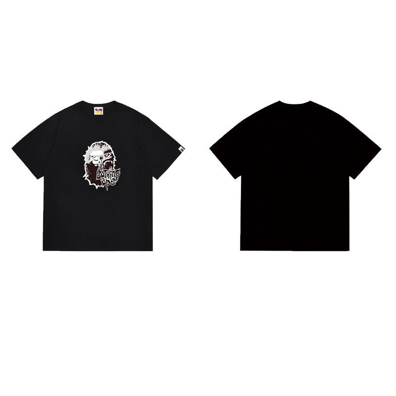 Bathing Shark and ape head print T Shirts NextBlock
