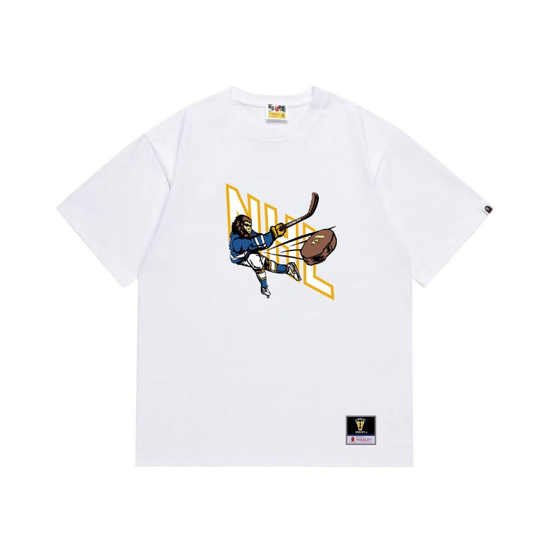 Bathing Shark and ape head print T Shirts NextBlock