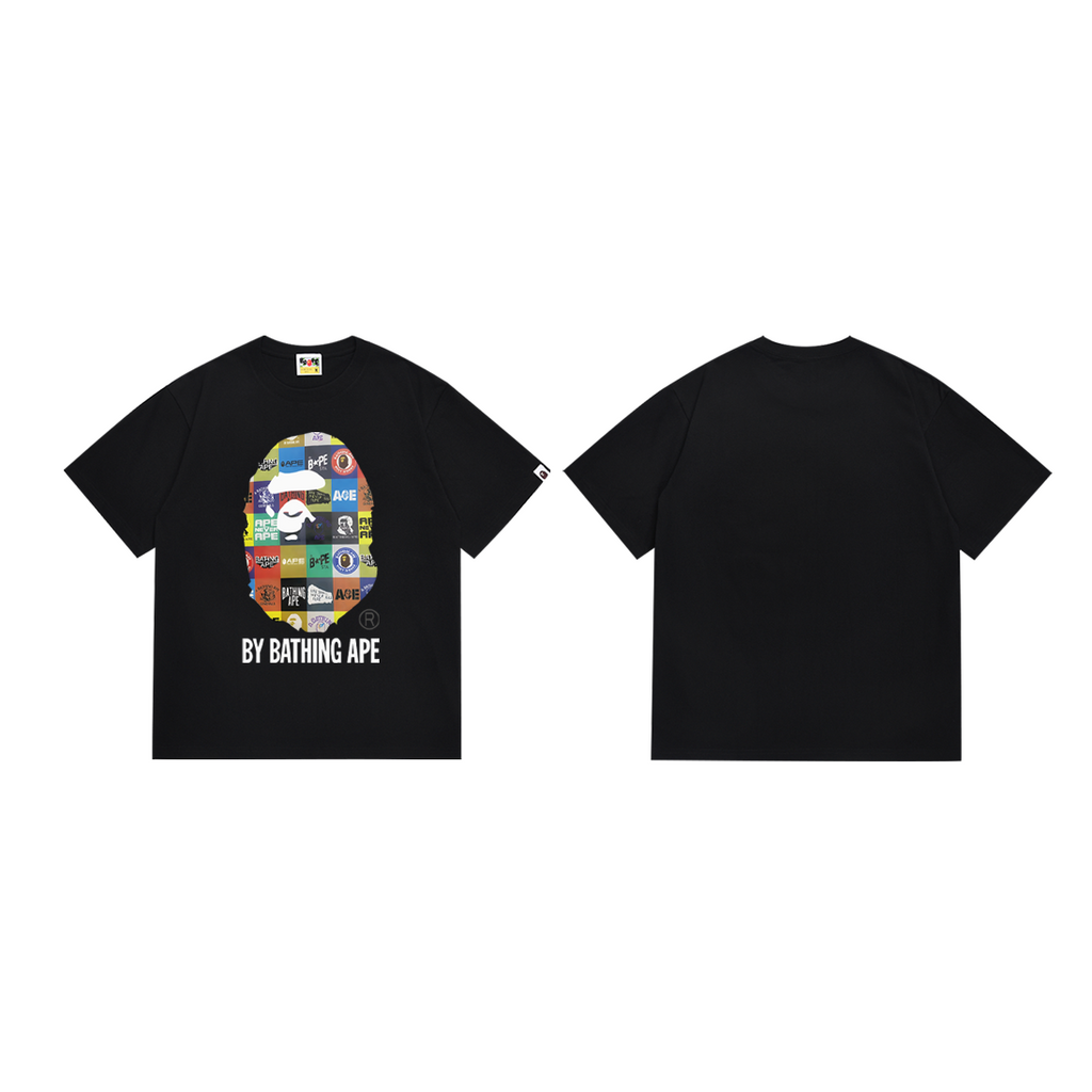 Bathing Shark and ape head print T-Shirt NextBlock