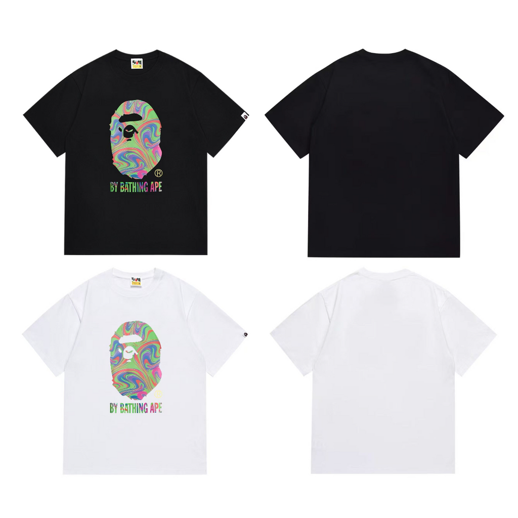 Bathing Shark and ape head print T-Shirt NextBlock