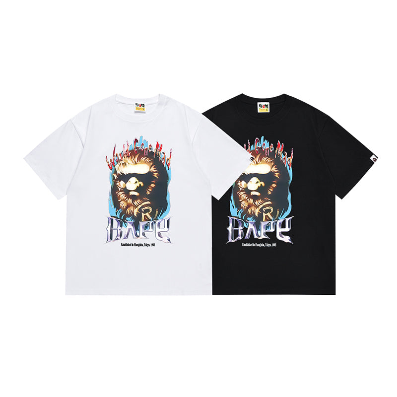 Bathing Shark and ape head print T Shirt NextBlock