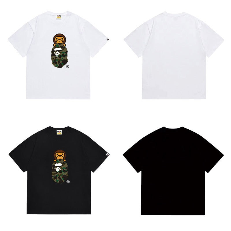 Bathing Shark and ape head print T Shirts NextBlock
