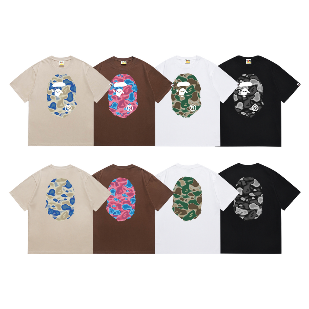 Bathing Shark and ape head print T-Shirt NextBlock