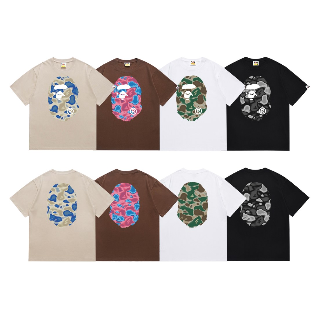 Bathing Shark and ape head print T-Shirt NextBlock
