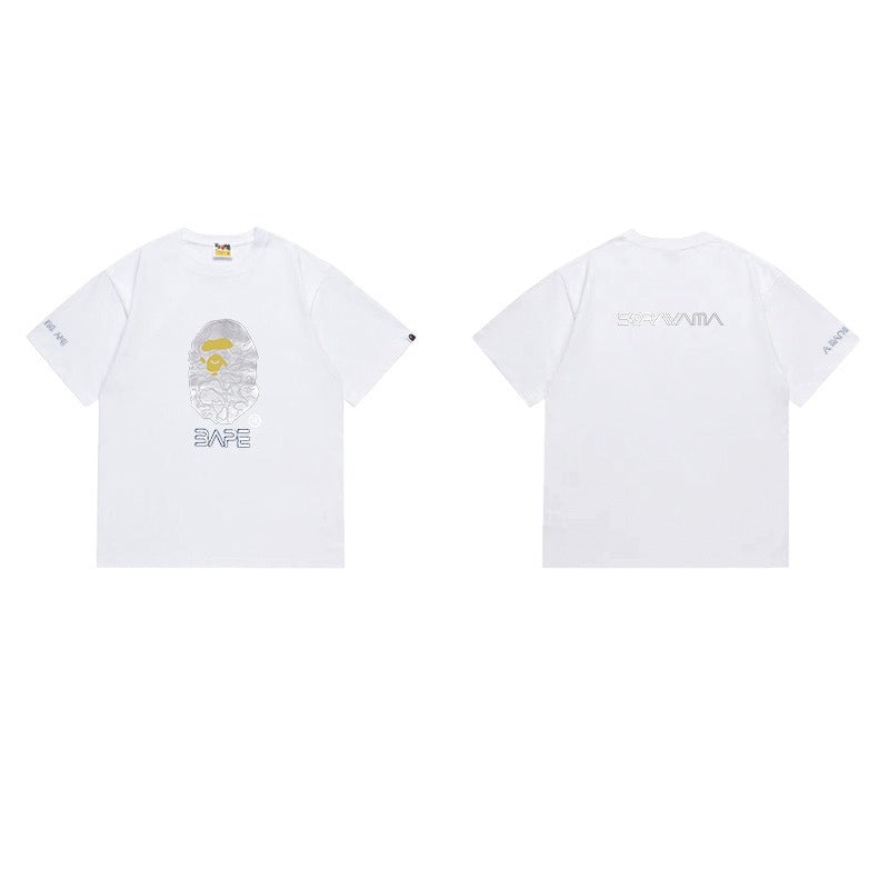 Bathing Shark and ape head print T Shirts NextBlock