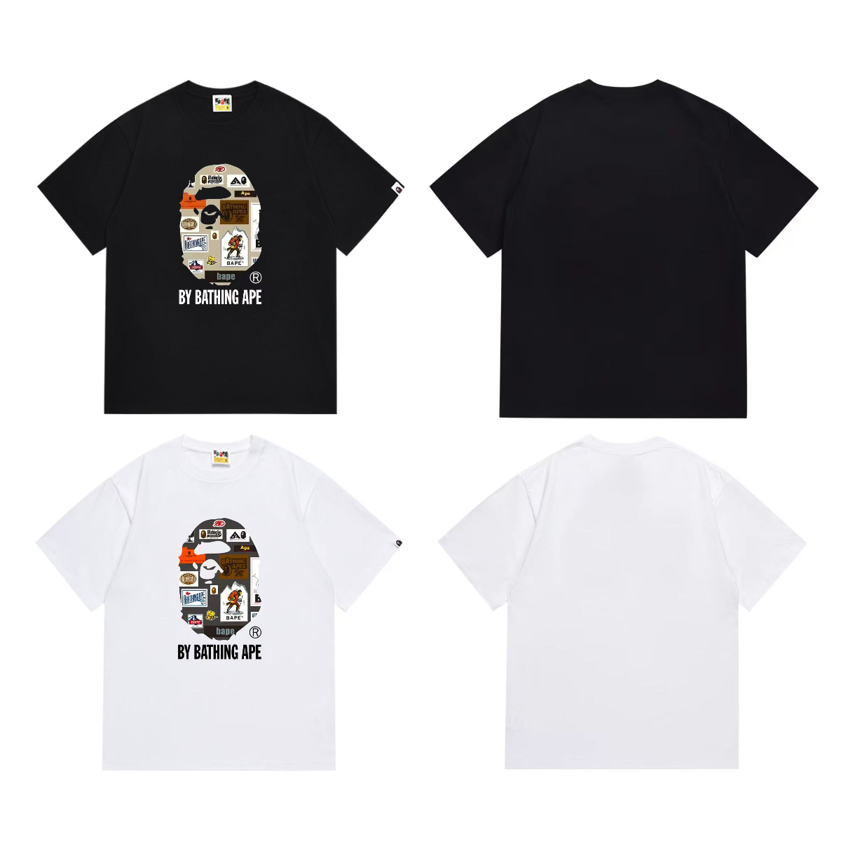 Bathing Shark and ape head print T-Shirt NextBlock