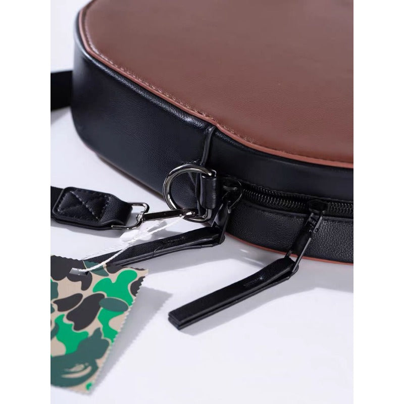 Bathing Shark and ape head print Bag Accessories: Ape-patterned PU leather zippered crossbody bag / shoulder bag NextBlock