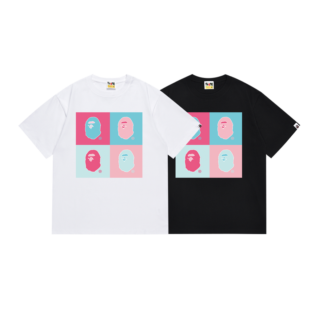 Bathing Shark and ape head print T-Shirt NextBlock